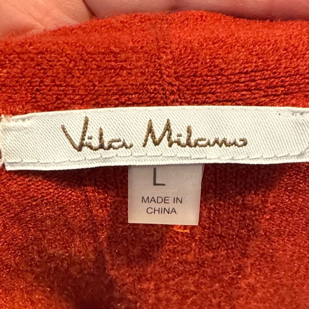 Vila Milano Faux Cashmere Draped Open Front Cardigan Cinnamon Orange L - Picture 8 of 8
